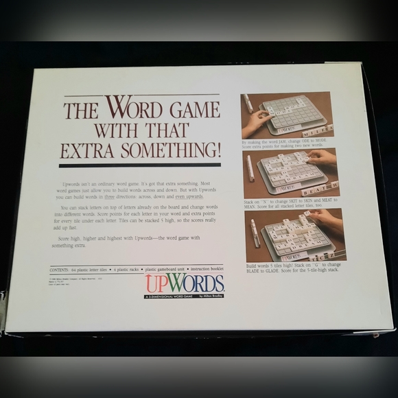 Vintage -UPWORDS Game A 3-Dimensional Word Game Milton Bradley, Complete 1988 - Picture 8 of 8
